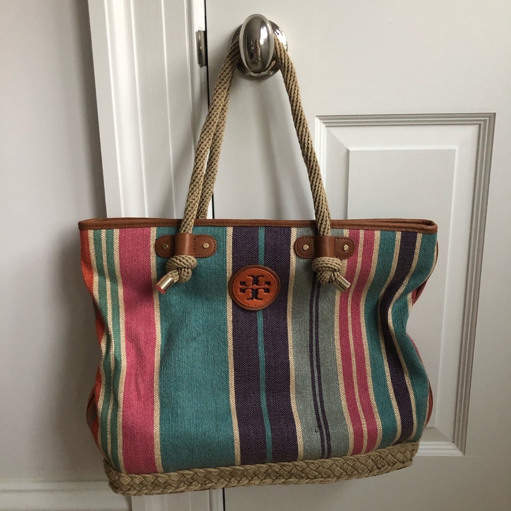 Tory Burch striped canvas bag